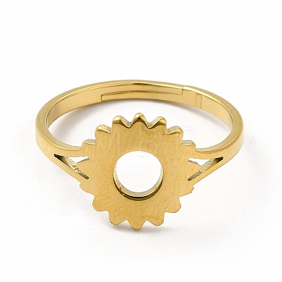Ion Plating(IP) 304 Stainless Steel Sunflower Adjustable Ring for Women RJEW-B027-17G-1