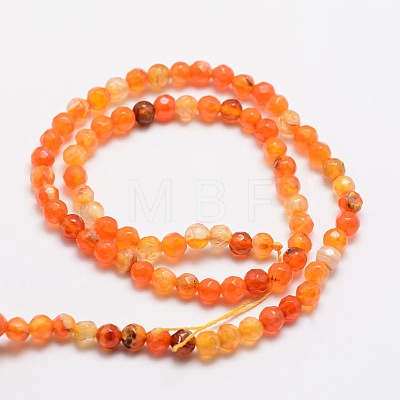 Faceted Natural Agate Round Beads Strands G-E318C-4mm-04-1