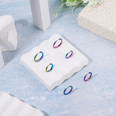 6Pcs 3 Styles 202 Stainless Steel Huggie Hoop Earrings EJEW-TAD0001-01-1