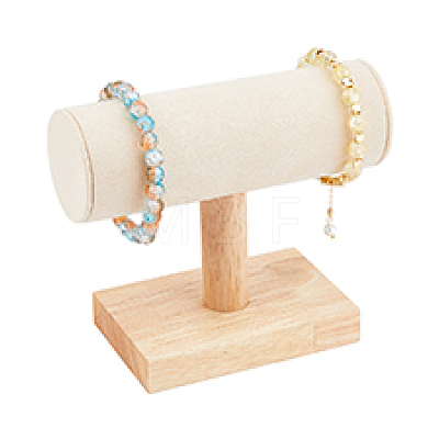 Velvet T-Bar Bracelet Display Stands with Wood Base BDIS-WH0003-29-1