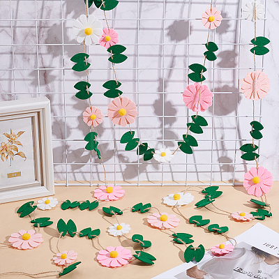 Felt Flower Hanging Banners AJEW-WH0596-696-1