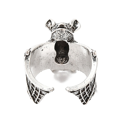 Alloy Bat Open Cuff Rings for Men Women RJEW-G286-02AS-1