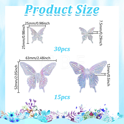 45Pcs 2 Styles Electroplate Transparent Resin Beads FIND-GA0008-79-1