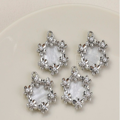 White Series Love Bow Alloy Acrylic Pendant PALLOY-WH0115-01P-01-1