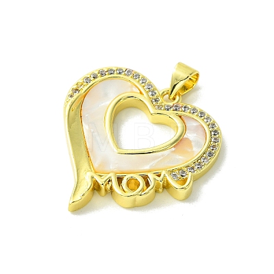 Mother's Day Real 18K Gold Plated Brass Micro Pave Clear Cubic Zirconia Pendants KK-H472-13G-05-1