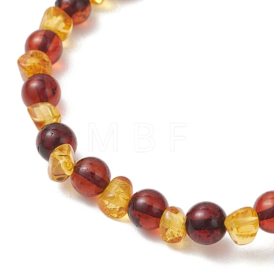 Natural Amber Beaded Stretch Bracelets for Women Men BJEW-JB13648-1