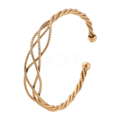 Brass Twisted Cuff Bangles BJEW-F482-02G-1