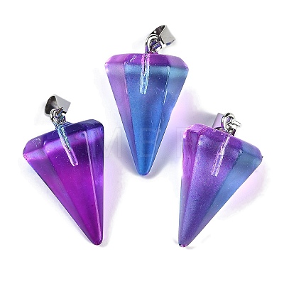 Spray Painted Glass Pendants GLAA-Z007-03F-1