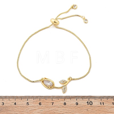 Brass Micro Pave Clear Cubic Zirconia Slider Bracelets BJEW-C089-05G-1