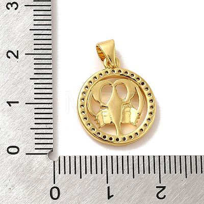 Zodiac Theme Brass Micro Pave Cubic Zirconia Pendants KK-M273-05A-G-1