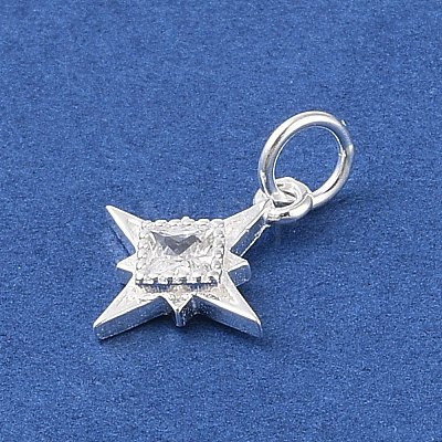 925 Sterling Silver Pave Clear Cubic Zirconia Star Charms STER-K181-01C-S-1