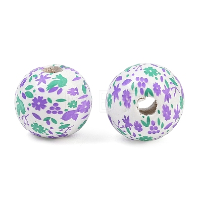 Printed Wood European Beads WOOD-G029-06B-1