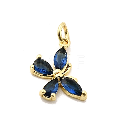Butterfly Brass Glass Pendants KK-C134-20G-1