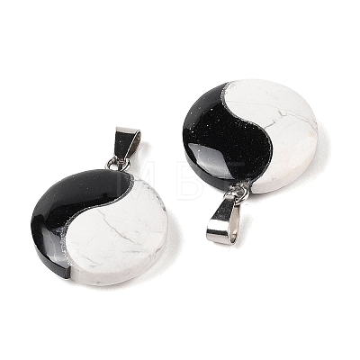 Natural Obsidian & Howlite Pendants FIND-Q109-02-1