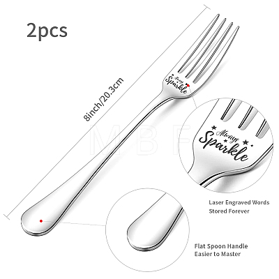 Globleland Word Pattern 304 Stainless Steel Fork AJEW-GL0001-17G-1