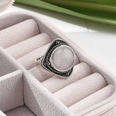 Natural Rose Quartz Adjustable Rings G-P560-03AS-17-1