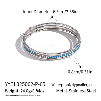 304 Stainless Steel Micro Pave Cubic Zirconia Bangles for Women MA1312-2-1