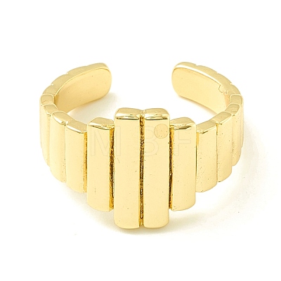 Brass Rectangle Wrapped Open Cuff Ring for Women RJEW-P027-02G-1