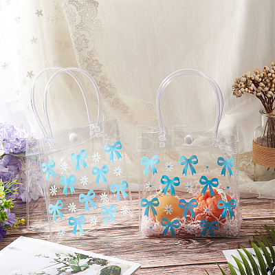 Rectangle Transparent Printed PVC Plastic Gift Tote Bags ABAG-TADJ0002-002F-1