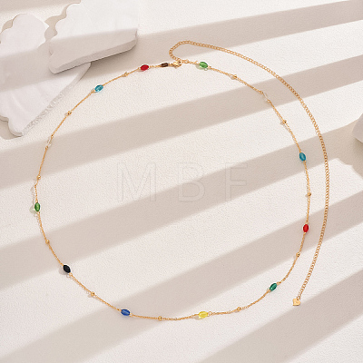 Fashionable Vintage Simple Brass Colorful Enamel Link Chain Women's Long Necklaces PN4566-4-1