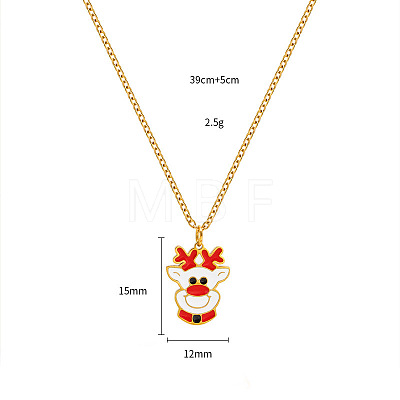 Christmas 304 Stainless Steel Enamel Pendant Necklaces FS-WGDAA96-15-1