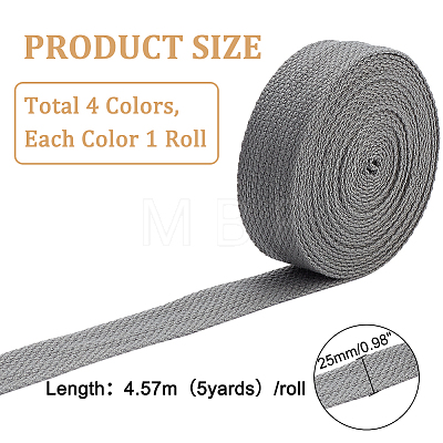   4 Rolls 4 Colors Flat Polyester Cord/Band OCOR-PH0002-59-1