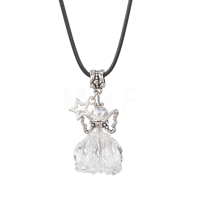 8Pcs 8 Colors Glass Seed Beaded Star Angel Pendant Black Waxed Cotton Cord Necklaces NJEW-MZ00144-1