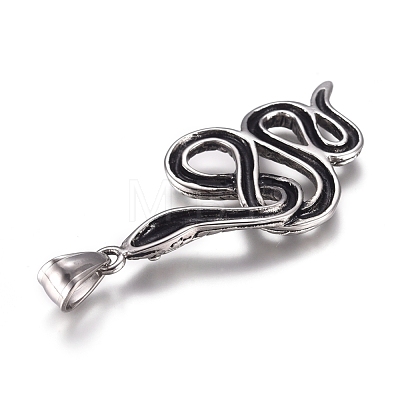 Fashionable Retro Halloween Jewelry 304 Stainless Steel Snake Pendants STAS-L017-105-1