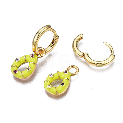 Brass Micro Pave Cubic Zirconia Huggie Hoop Earrings EJEW-T014-39G-NF-1
