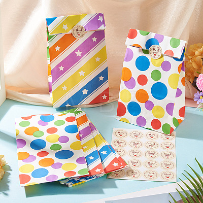 20Pcs 2 Styles Rainbow Color Paper Storage Bags ABAG-TA0002-35-1