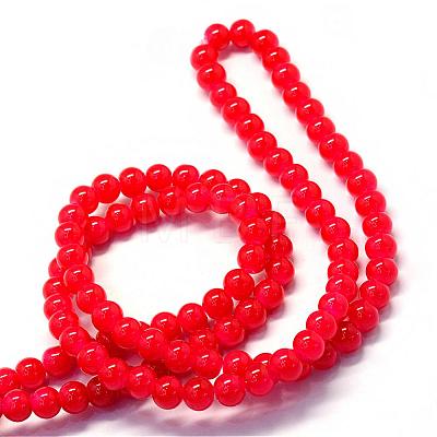 Baking Painted Imitation Jade Glass Round Bead Strands DGLA-Q021-4mm-05-1