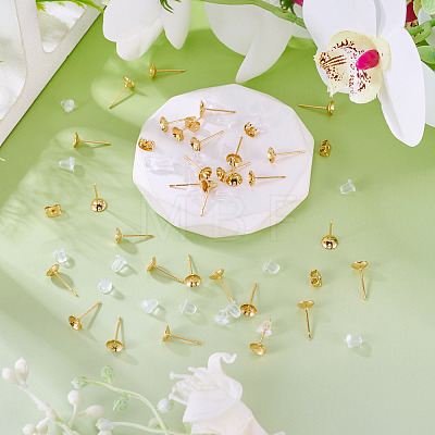 50Pcs Brass Earring Settings KK-TA0008-38B-1