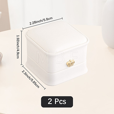 2Pcs PU Leather Ring Gift Boxes LBOX-CL0001-03-1