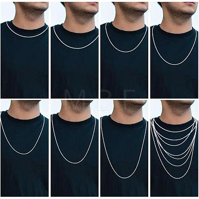 Rhodium Plated 925 Sterling Silver Thin Dainty Link Chain Necklace for Women Men JN1096B-05-1