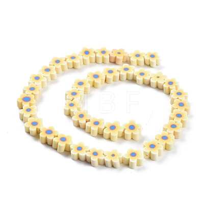 Handmade Flower Printed Polymer Clay Beads Strands X-CLAY-M003-07C-1