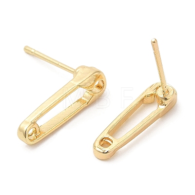 Safety Pin Shape Alloy Stud Earrings for Men Women PALLOY-Q447-16LG-1