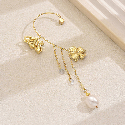 Elegant Zinc Alloy Butterfly Flower Tassel Cuff Earrings DN4229-1