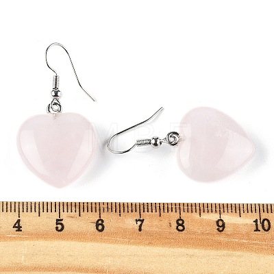 Natural Rose Quartz Dangle Earrings EJEW-E218-05P-1