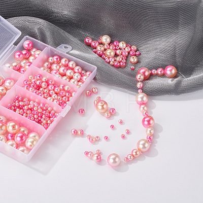 497Pcs 5 Style Rainbow ABS Plastic Imitation Pearl Beads OACR-YW0001-07D-1