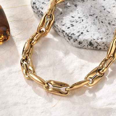 304 Stainless Steel Coffee Bean Chain Bracelets for Women Men BJEW-F488-27G-1