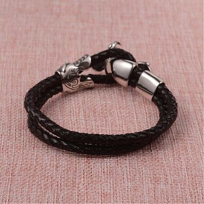 Braided Leather Cord Bracelets BJEW-L605-38-1