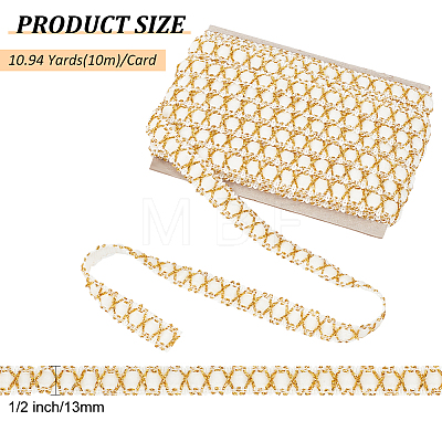 10M Polyester Gold Metallic Lace Ribbon DIY-WH0491-43A-1