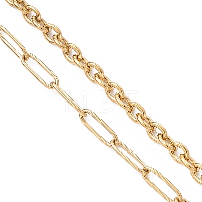304 Stainless Steel Paperclip Chain Cable Chain Lariat Y Necklaces NJEW-JN05724-1