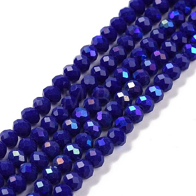 Electroplate Opaque Solid Color Glass Beads Strands EGLA-A034-P6mm-L12-1