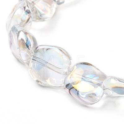 Electroplate Glass Square Beads Stretch Bracelet for Teen Girl Women BJEW-JB06873-1