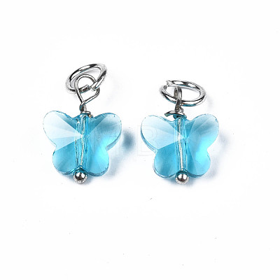 Faceted Transparent Glass Charms GLAA-T024-06E-1