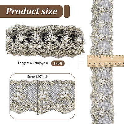 5 Yards Polyester Lace Ribbon OCOR-PH0036-77A-1