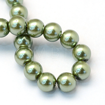 Baking Painted Pearlized Glass Pearl Round Bead Strands HY-Q003-10mm-49-1