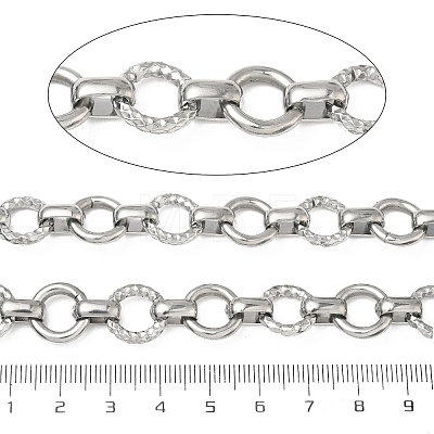304 Stainless Steel Textured Ring Link Chains CHS-K023-11A-P-1