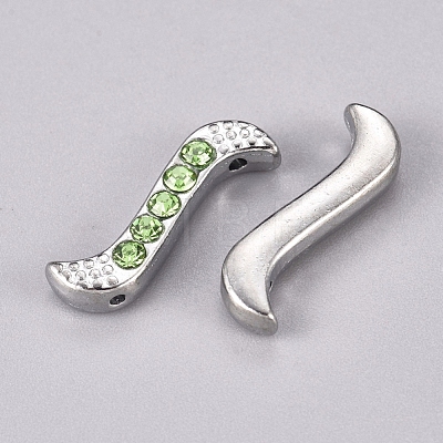 Platinum Alloy Rhinestone Twist Spacer Bars RB-B018-M-1